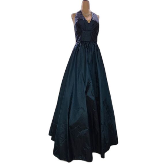 Mori Lee Iridescent Teal Halter Ballgown | Prom Perfection | Size 4 - Picture 3 of 16